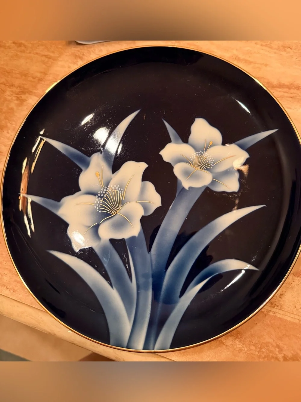 Limoges Plate with White Lily Motif from 19th century designed by Fernand Leger
